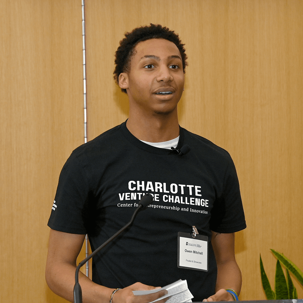 Owen Mitchell, Belk College of Business student, at the 2023 Charlotte Venture Challenge