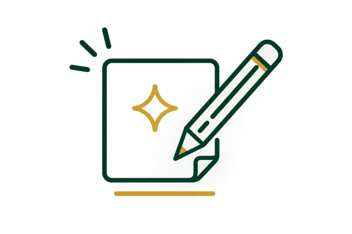 Icon of a pencil and paper, representing the concept of "I have an idea"